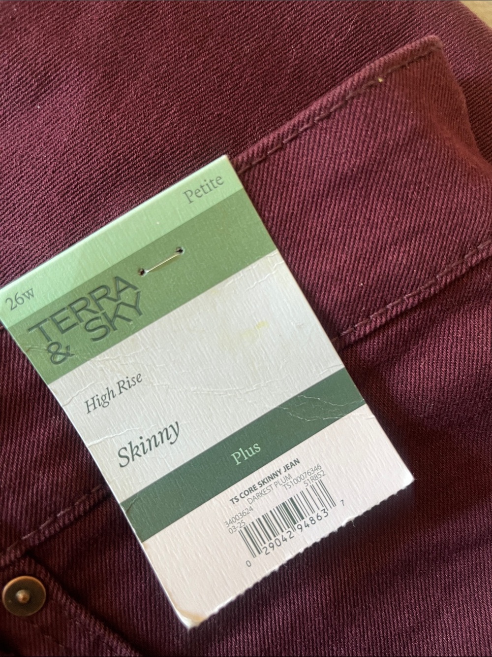 Women’s Terra & Sky Deep Plum Skinny Jeans - Picture 7 of 7